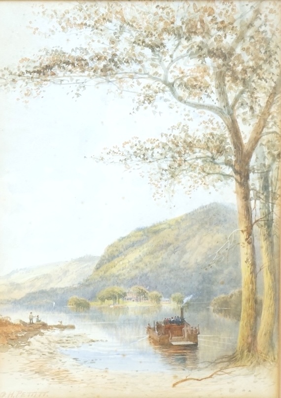 G. H. Pettitt (19th / 20th. C), Lakeside view, signed, watercolour, 34 x 24cm